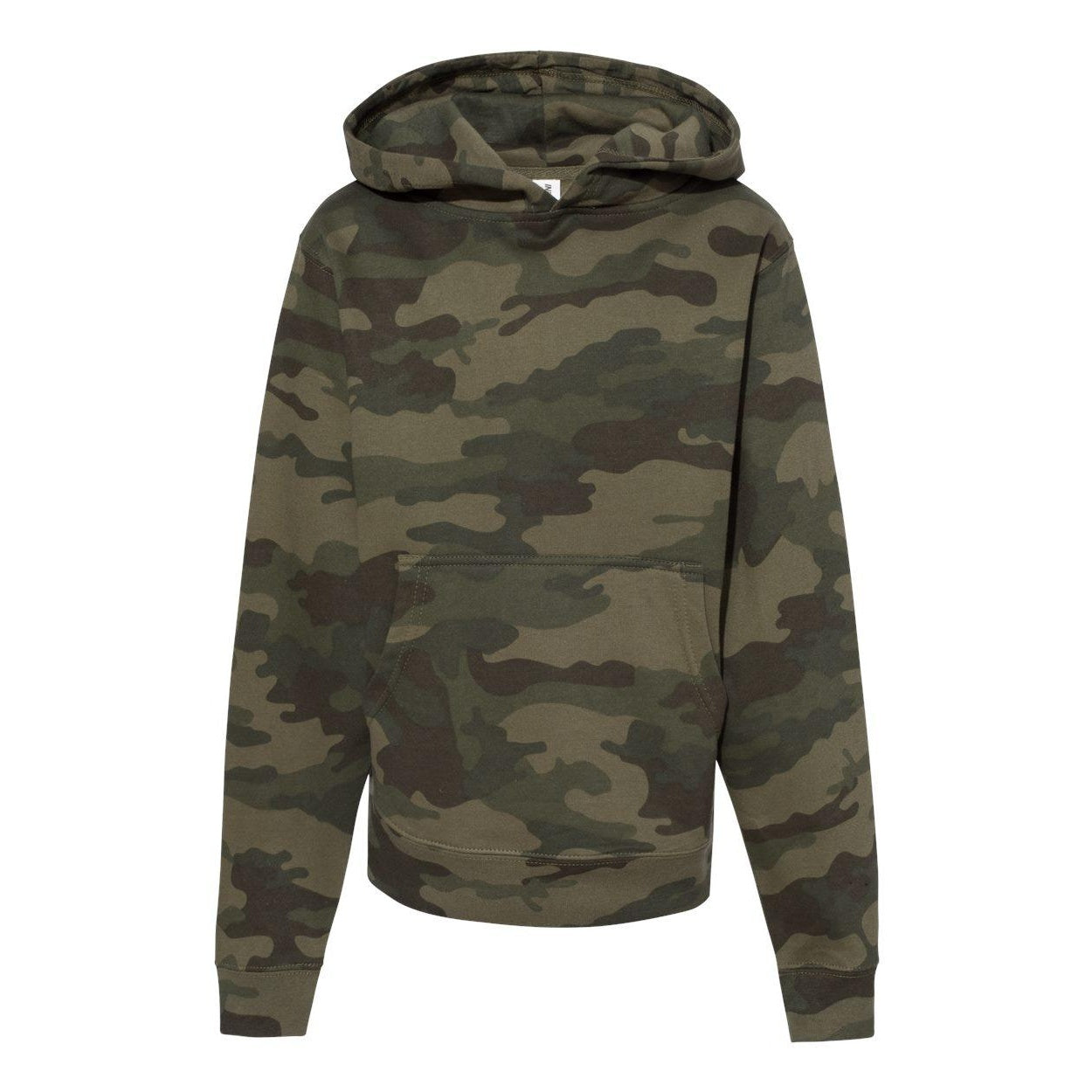 Forest Camo - Front - Independent Trading Co. Youth Midweight Hooded Sweatshirt