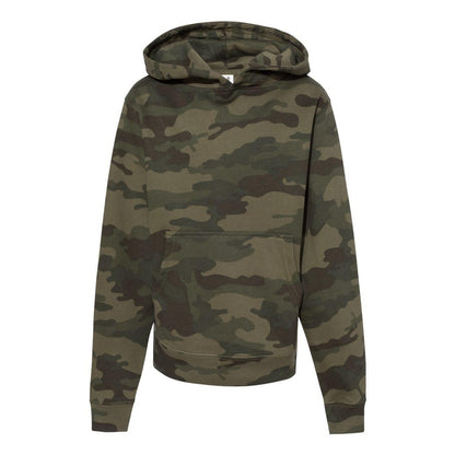 Forest Camo - Front - Independent Trading Co. Youth Midweight Hooded Sweatshirt