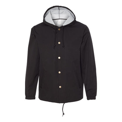 Black - Front - Independent Trading Co. Water-Resistant Hooded Windbreaker