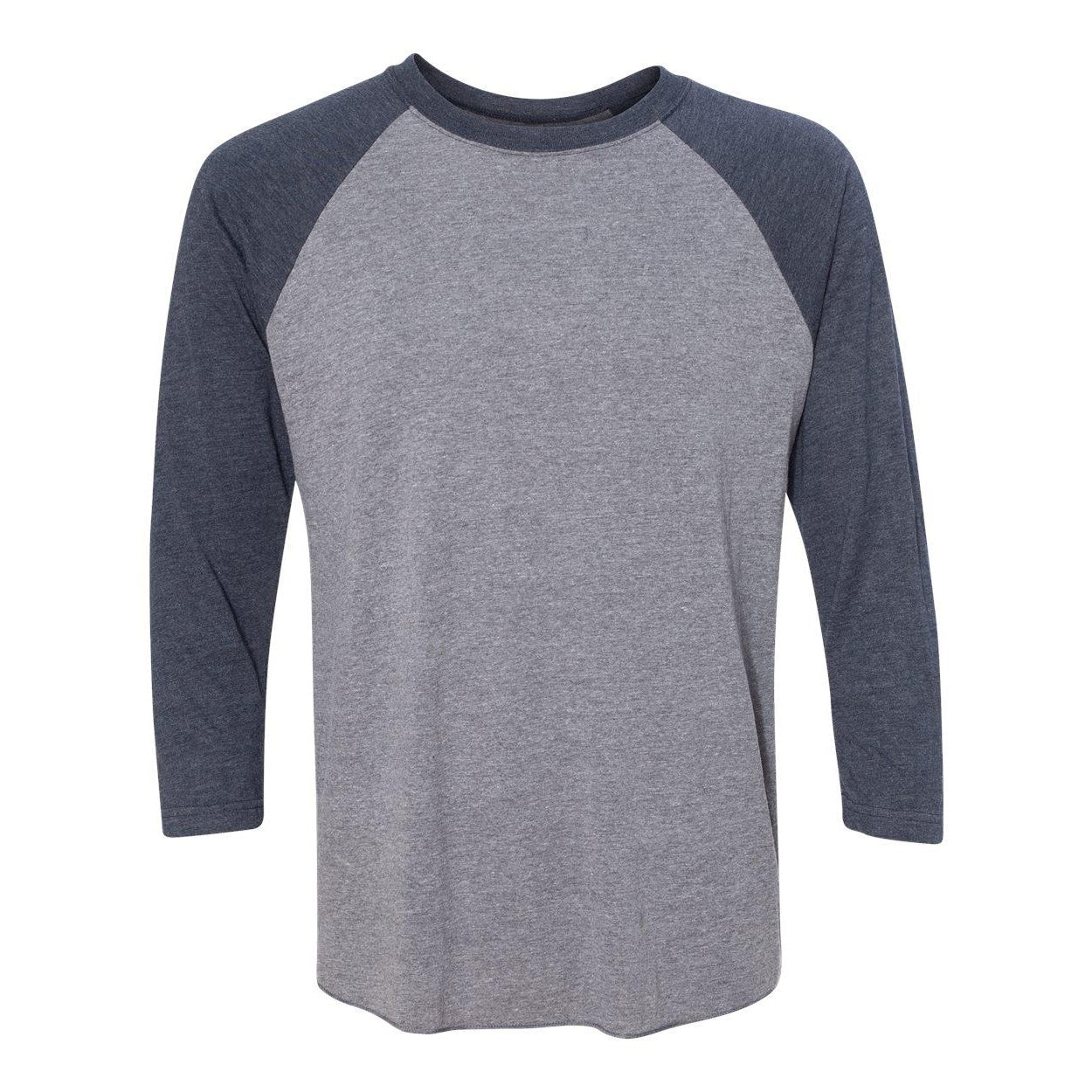 Vintage Navy Sleeves- Premium Heather Body - Front - Next Level Unisex Triblend Three-Quarter Raglan T-Shirt