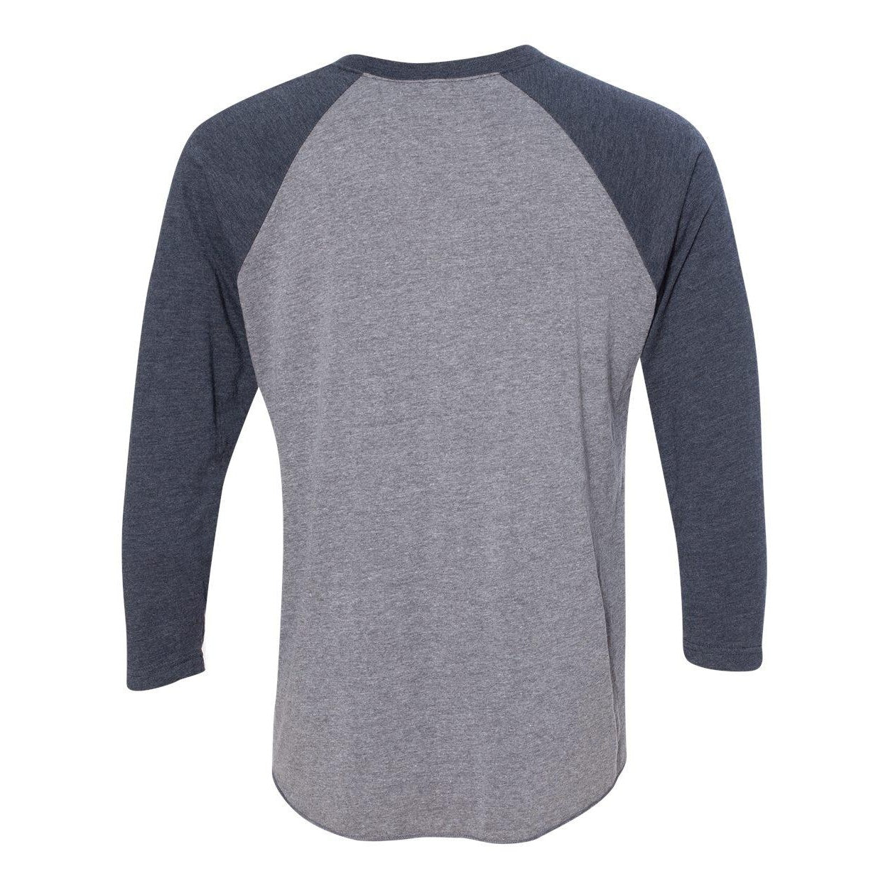 Vintage Navy Sleeves- Premium Heather Body - Back - Next Level Unisex Triblend Three-Quarter Raglan T-Shirt