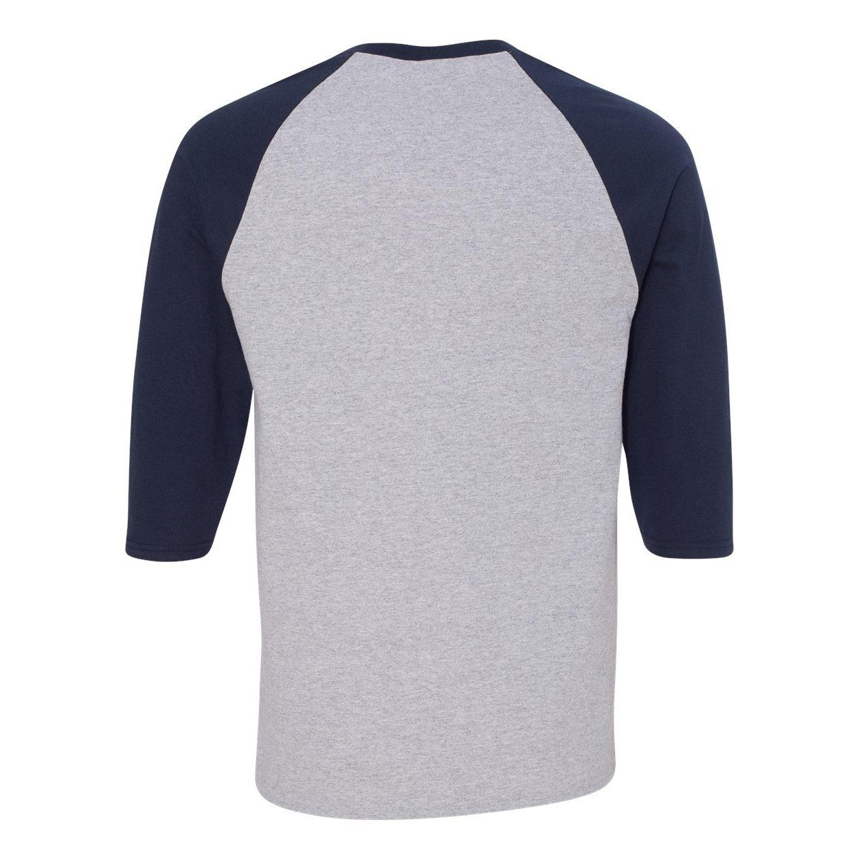 Sport Grey- Navy - Back - Gildan Heavy Cotton Raglan Three-Quarter Sleeve T-Shirt