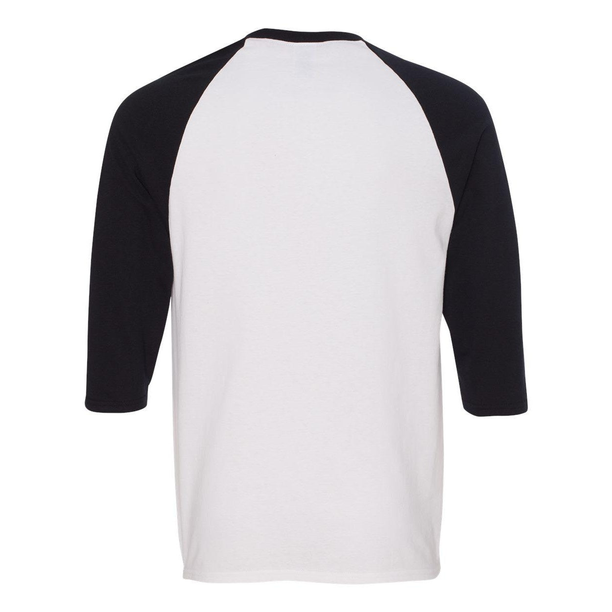 White- Black - Back - Gildan Heavy Cotton Raglan Three-Quarter Sleeve T-Shirt