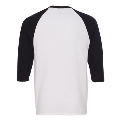 White- Black - Back - Gildan Heavy Cotton Raglan Three-Quarter Sleeve T-Shirt