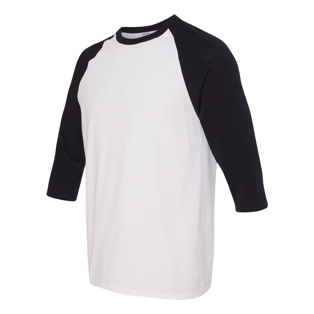 White- Black - Side - Gildan Heavy Cotton Raglan Three-Quarter Sleeve T-Shirt