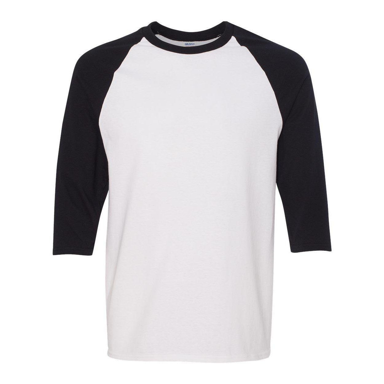 White- Black - Front - Gildan Heavy Cotton Raglan Three-Quarter Sleeve T-Shirt