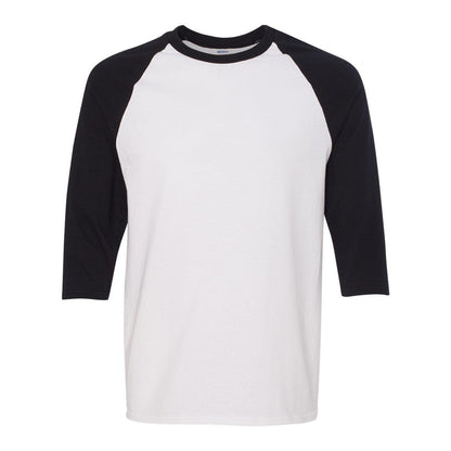 White- Black - Front - Gildan Heavy Cotton Raglan Three-Quarter Sleeve T-Shirt