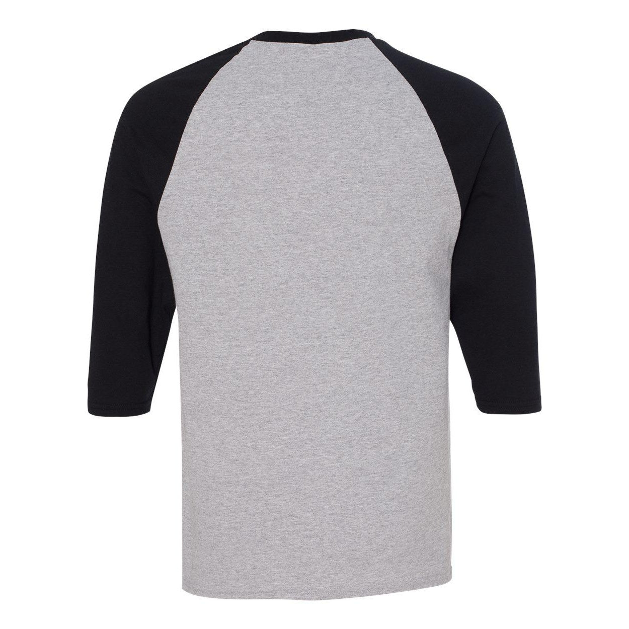 Sport Grey- Black - Back - Gildan Heavy Cotton Raglan Three-Quarter Sleeve T-Shirt