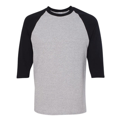 Sport Grey- Black - Front - Gildan Heavy Cotton Raglan Three-Quarter Sleeve T-Shirt