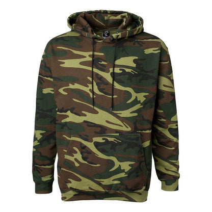 Green Woodland - Front - Code Five Camo Pullover Fleece Hoodie