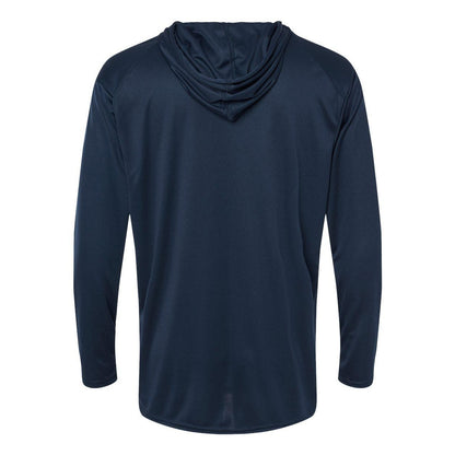 Navy - Back - Badger B-Core Hooded Long Sleeve T-Shirt