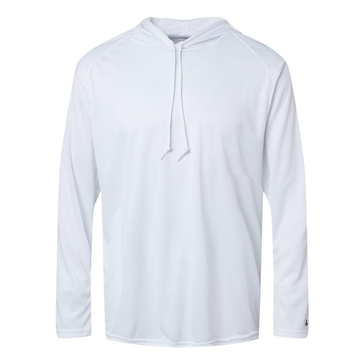 White - Front - Badger B-Core Hooded Long Sleeve T-Shirt