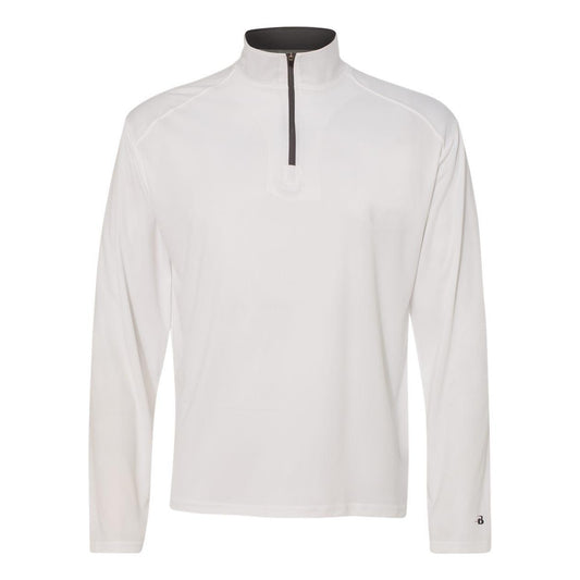White- Graphite - Front - Badger B-Core Quarter-Zip Pullover