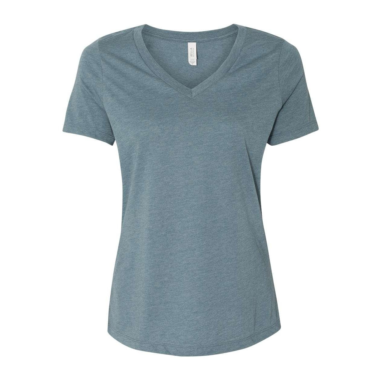 Heather Slate - Front - BELLA + CANVAS Women's Relaxed Heather CVC V-Neck Tee