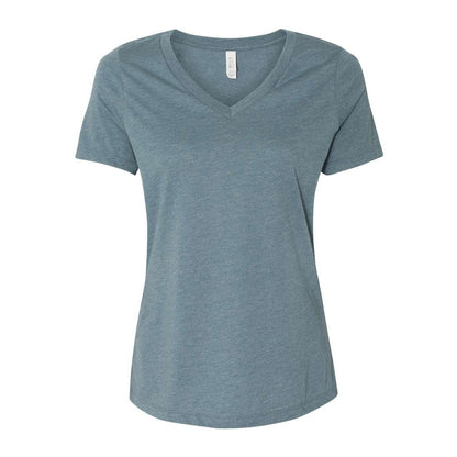 Heather Slate - Front - BELLA + CANVAS Women's Relaxed Heather CVC V-Neck Tee