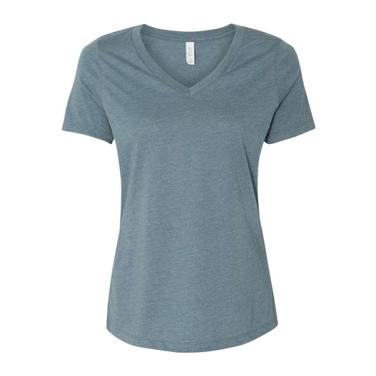 Heather Slate - Front - BELLA + CANVAS Women's Relaxed Heather CVC V-Neck Tee