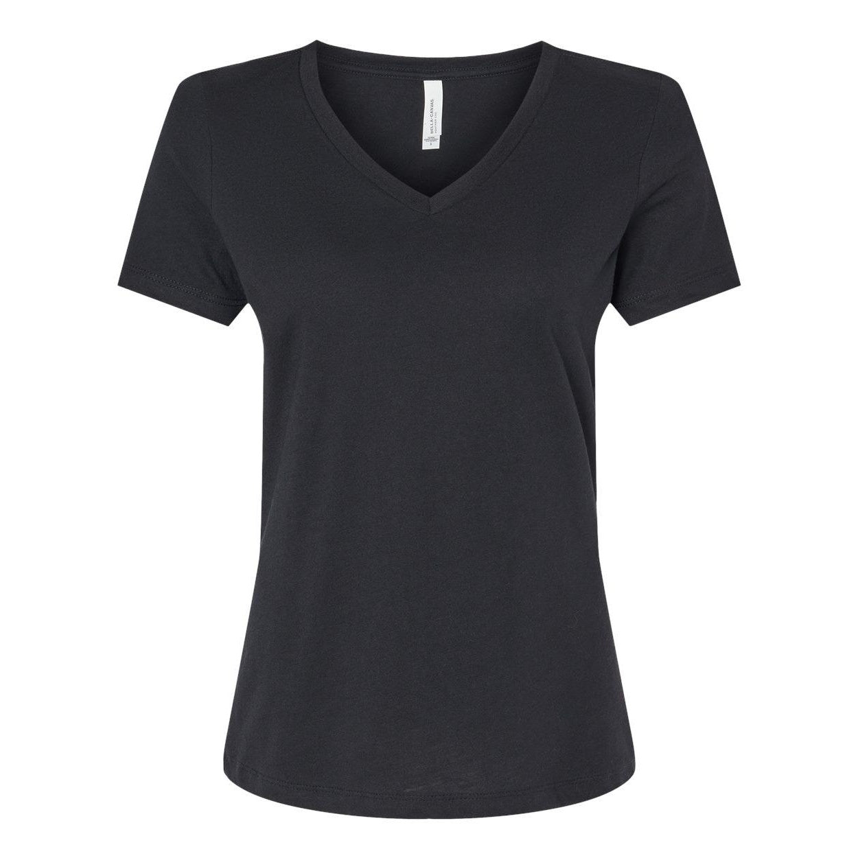 Solid Black Blend - Front - BELLA + CANVAS Women's Relaxed Heather CVC V-Neck Tee