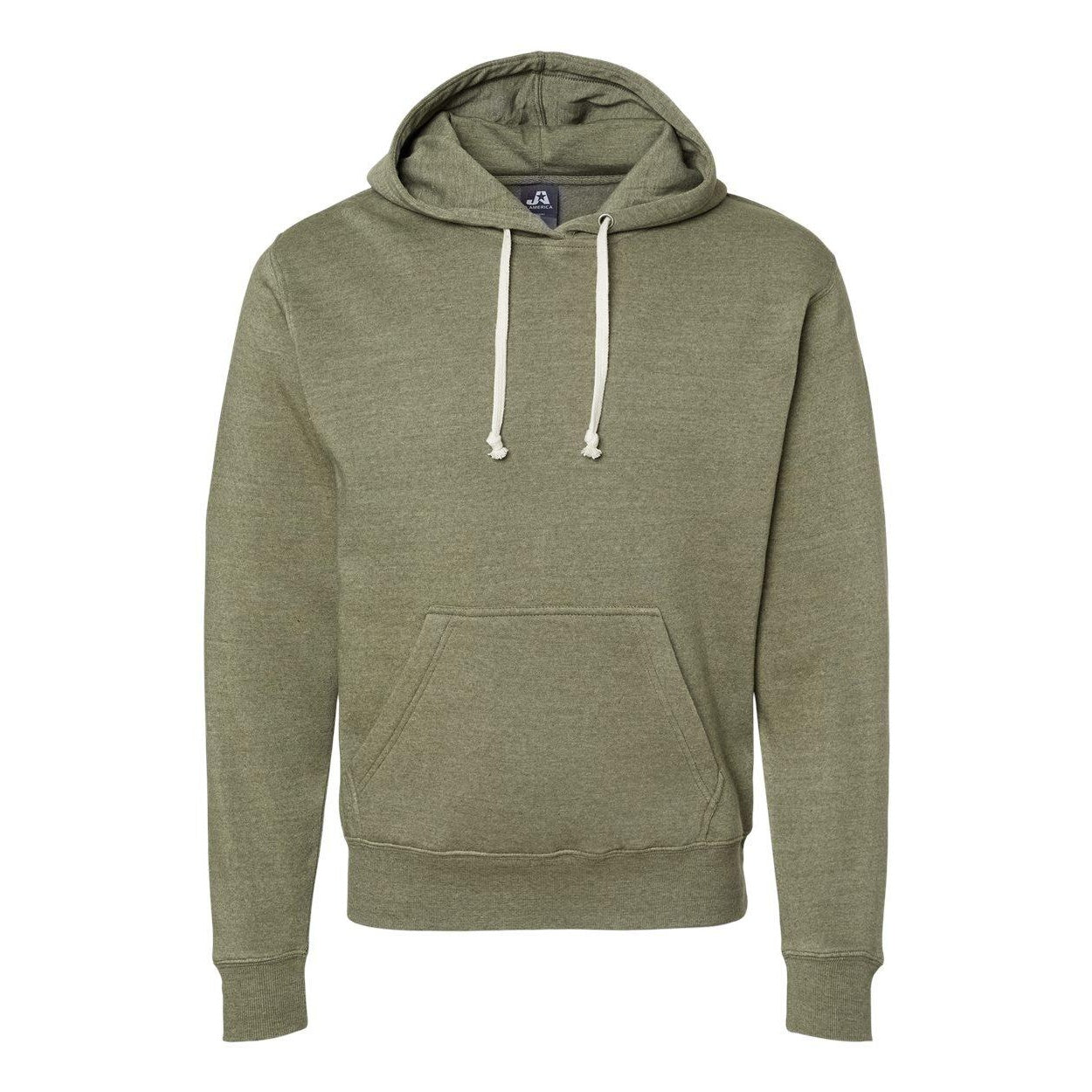 Olive Triblend - Front - J. America Triblend Fleece Hooded Sweatshirt
