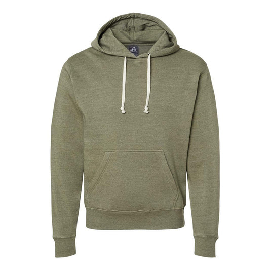 Olive Triblend - Front - J. America Triblend Fleece Hooded Sweatshirt