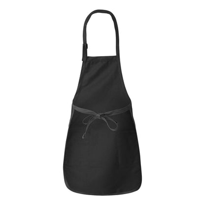 Black - Back - Q-Tees Full-Length Apron with Pockets