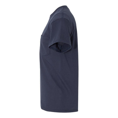 Navy - Side - Gildan Heavy Cotton Pocket T-Shirt