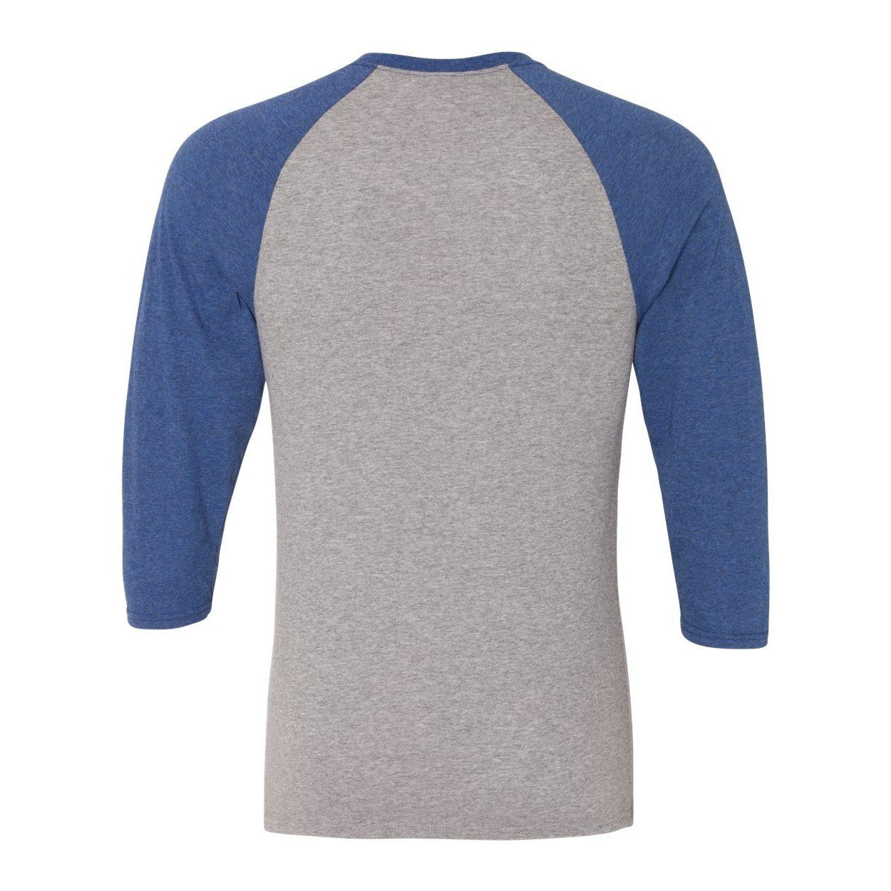 Oxford- True Blue Heather - Back - JERZEES Triblend Three-Quarter Raglan Baseball T-Shirt