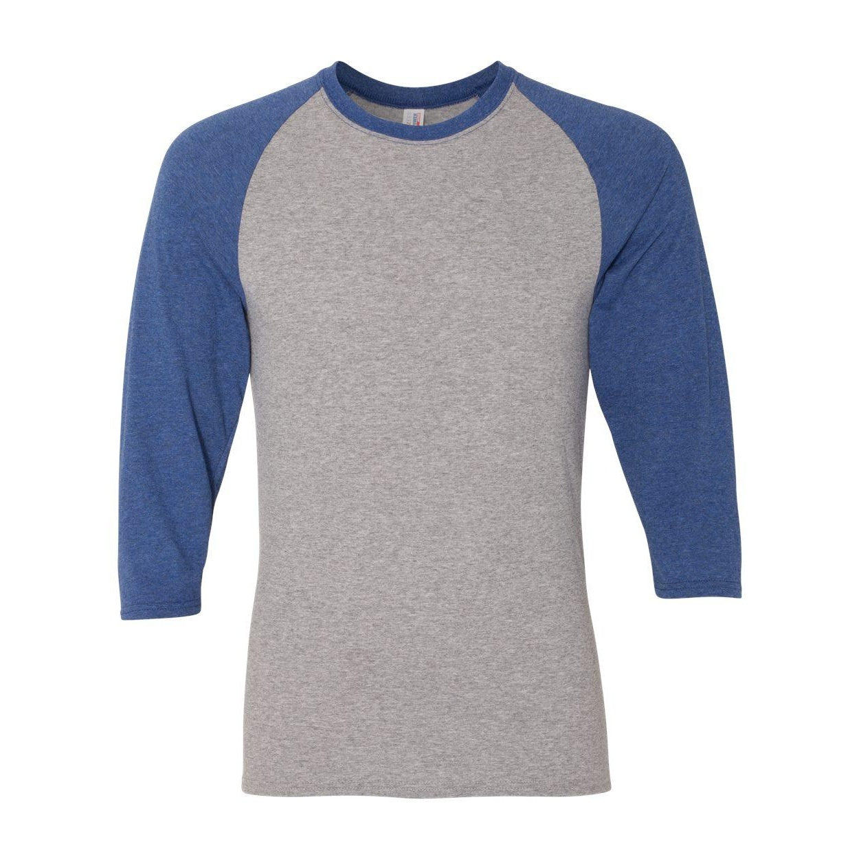 Oxford- True Blue Heather - Front - JERZEES Triblend Three-Quarter Raglan Baseball T-Shirt