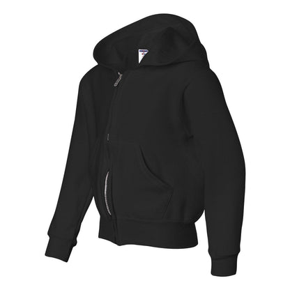 Black - Side - JERZEES NuBlend Youth Full-Zip Hooded Sweatshirt