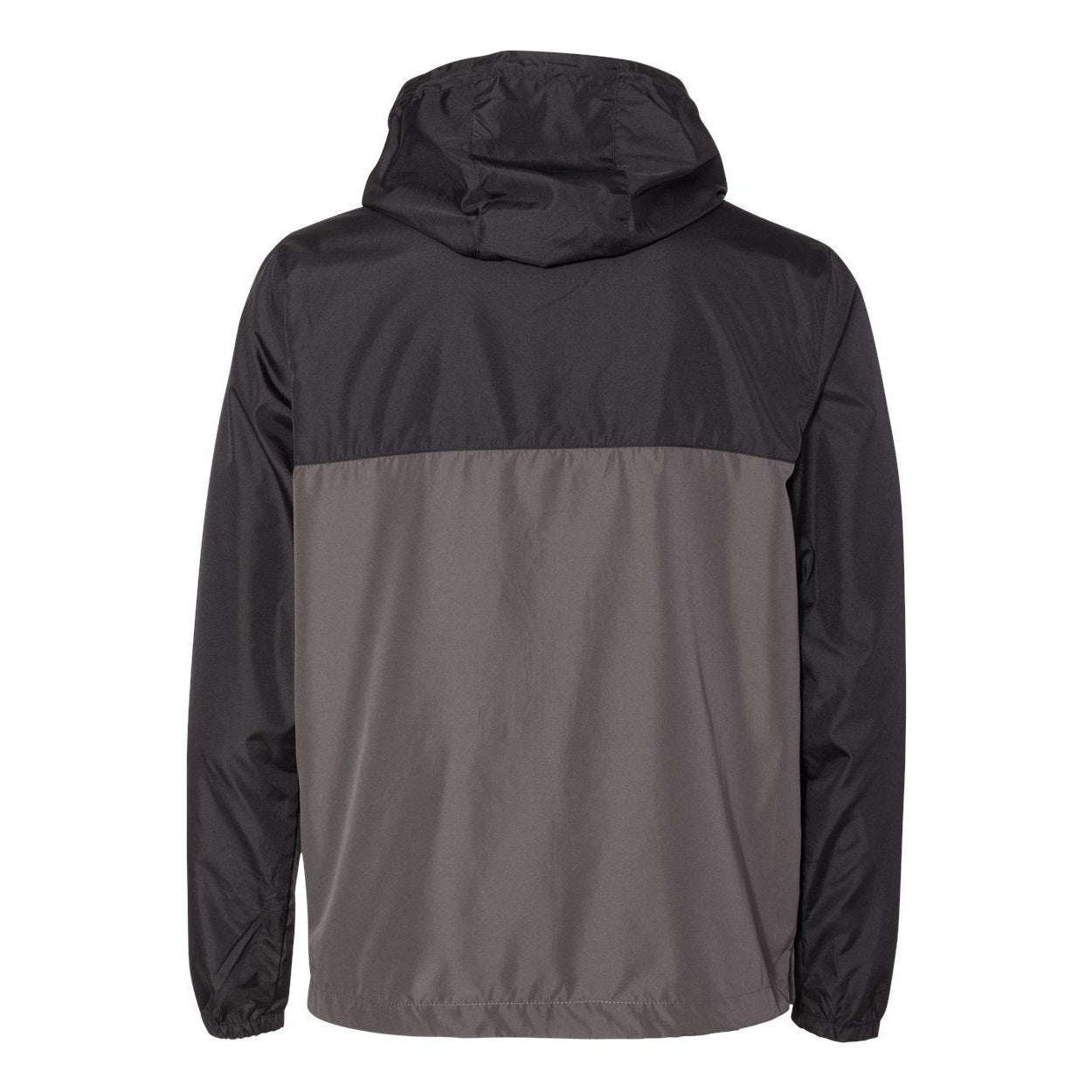 Black- Graphite - Back - Independent Trading Co. Lightweight Windbreaker Full-Zip Jacket