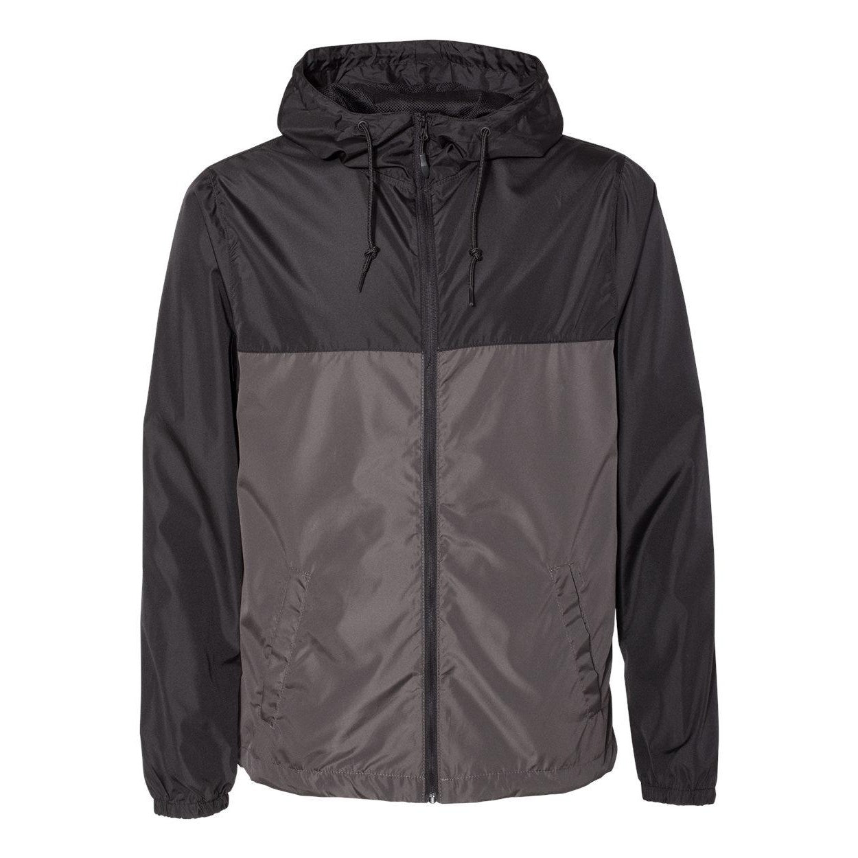 Black- Graphite - Front - Independent Trading Co. Lightweight Windbreaker Full-Zip Jacket