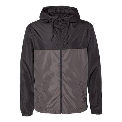 Black- Graphite - Front - Independent Trading Co. Lightweight Windbreaker Full-Zip Jacket