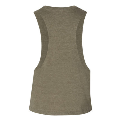 Heather Olive - Back - BELLA + CANVAS Women's Racerback Crop Tank