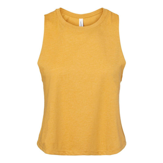 Heather Mustard - Front - BELLA + CANVAS Women's Racerback Crop Tank