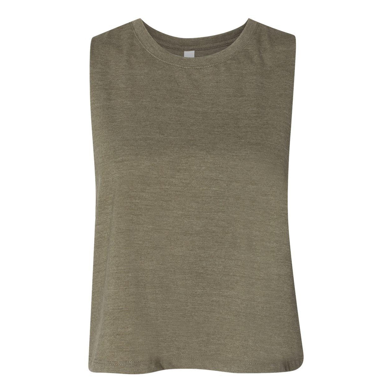 Heather Olive - Front - BELLA + CANVAS Women's Racerback Crop Tank