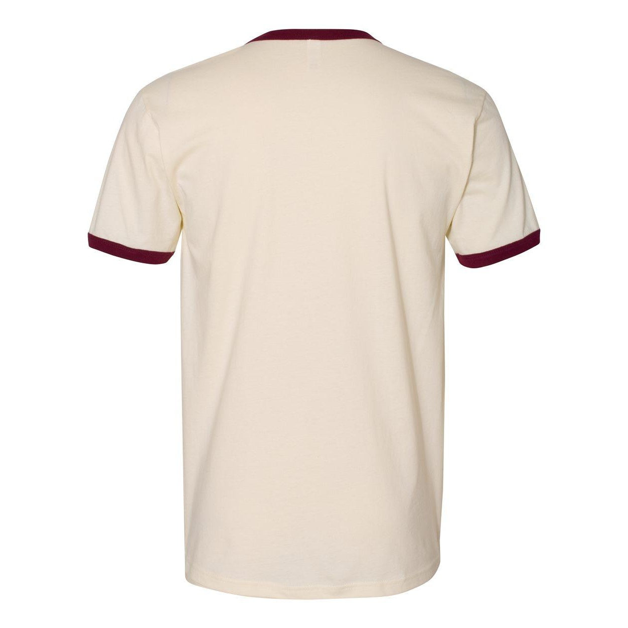 Natural- Maroon - Back - Next Level Unisex Cotton Ringer T-Shirt