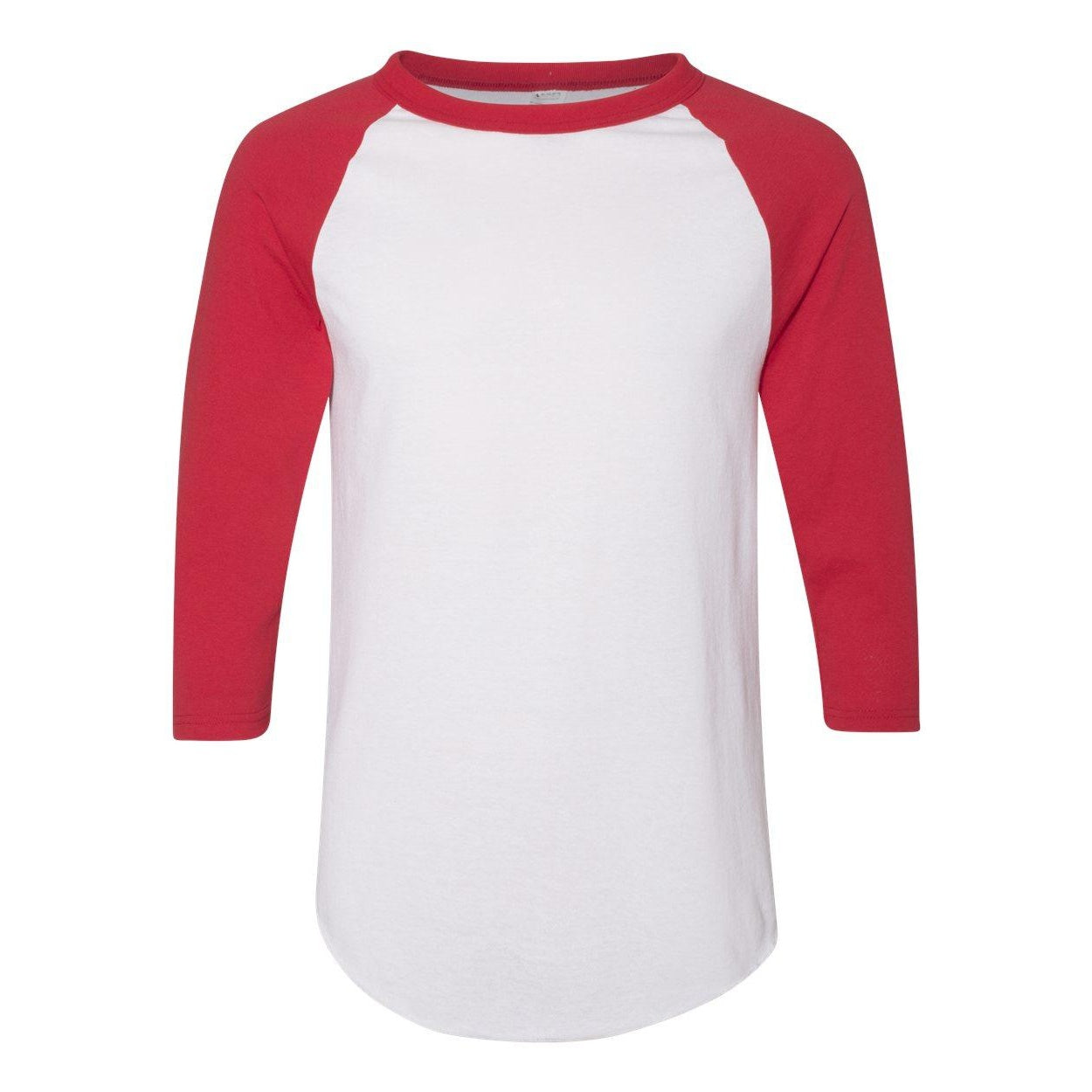 White- Red - Front - Augusta Sportswear Three-Quarter Raglan Sleeve Baseball Jersey