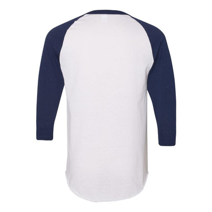 White- Navy - Back - Augusta Sportswear Three-Quarter Raglan Sleeve Baseball Jersey
