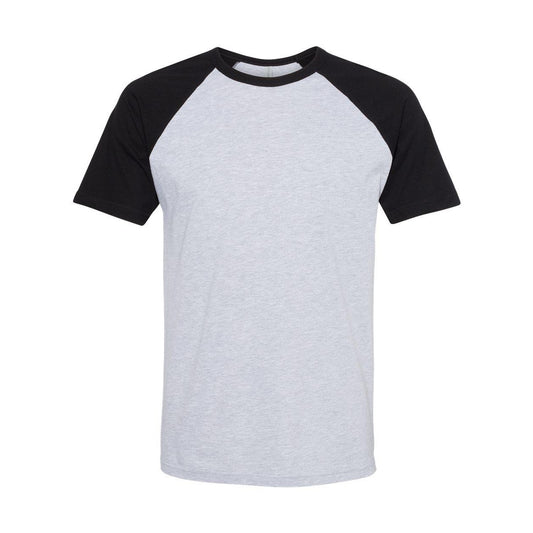Black- Heather Grey - Front - Next Level Unisex Cotton Raglan T-Shirt