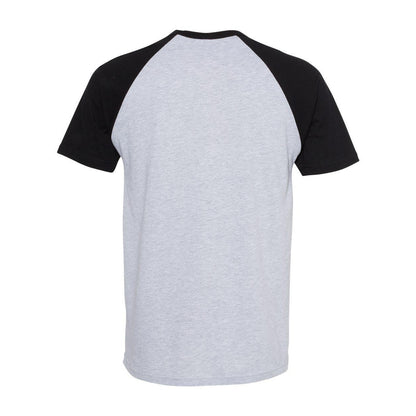Black- Heather Grey - Back - Next Level Unisex Cotton Raglan T-Shirt