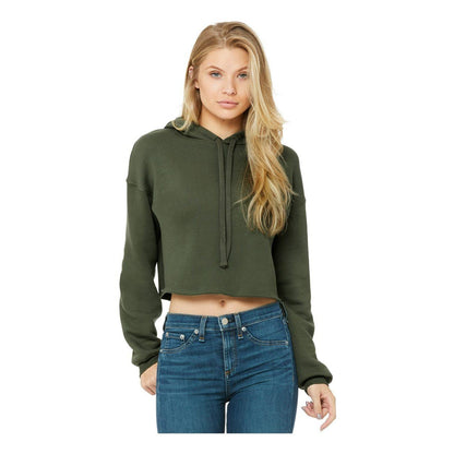 Military Green - Front - BELLA + CANVAS Women's Crop Fleece Hoodie