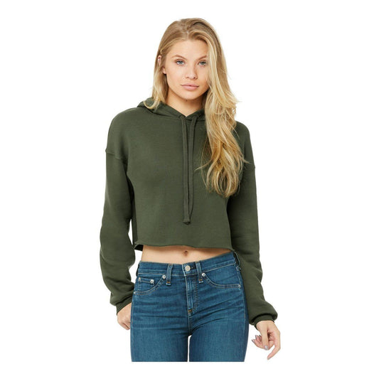 Military Green - Front - BELLA + CANVAS Women's Crop Fleece Hoodie