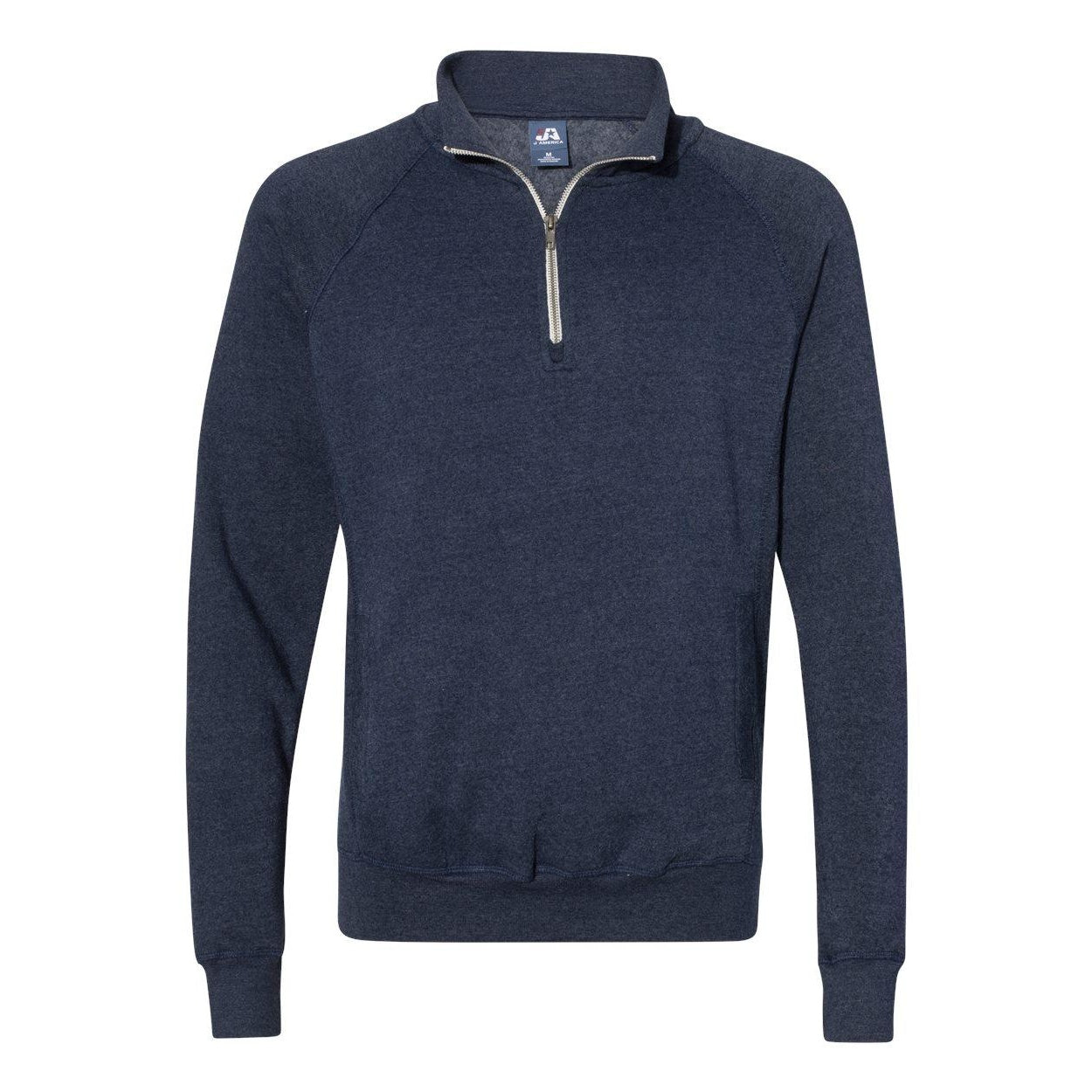 True Navy Triblend - Front - J. America Triblend Quarter-Zip Sweatshirt