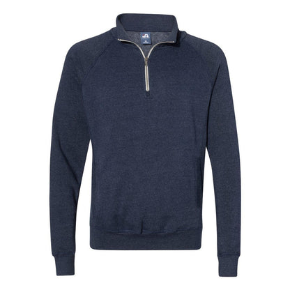 True Navy Triblend - Front - J. America Triblend Quarter-Zip Sweatshirt