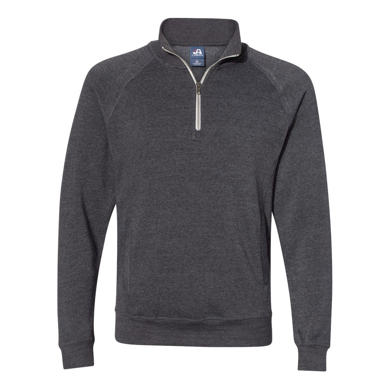 Black Triblend - Front - J. America Triblend Quarter-Zip Sweatshirt