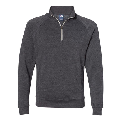 Black Triblend - Front - J. America Triblend Quarter-Zip Sweatshirt