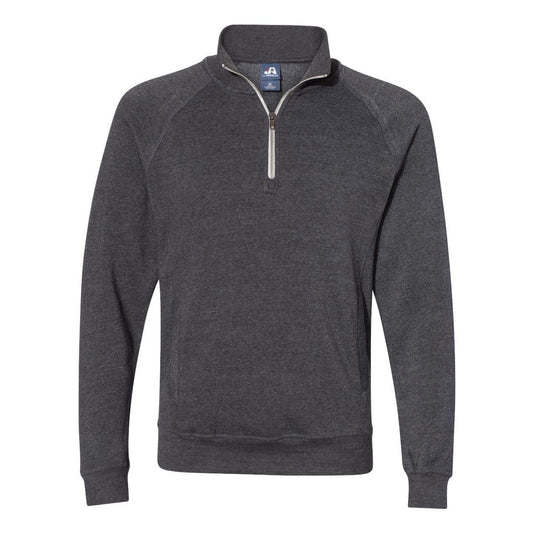 Black Triblend - Front - J. America Triblend Quarter-Zip Sweatshirt