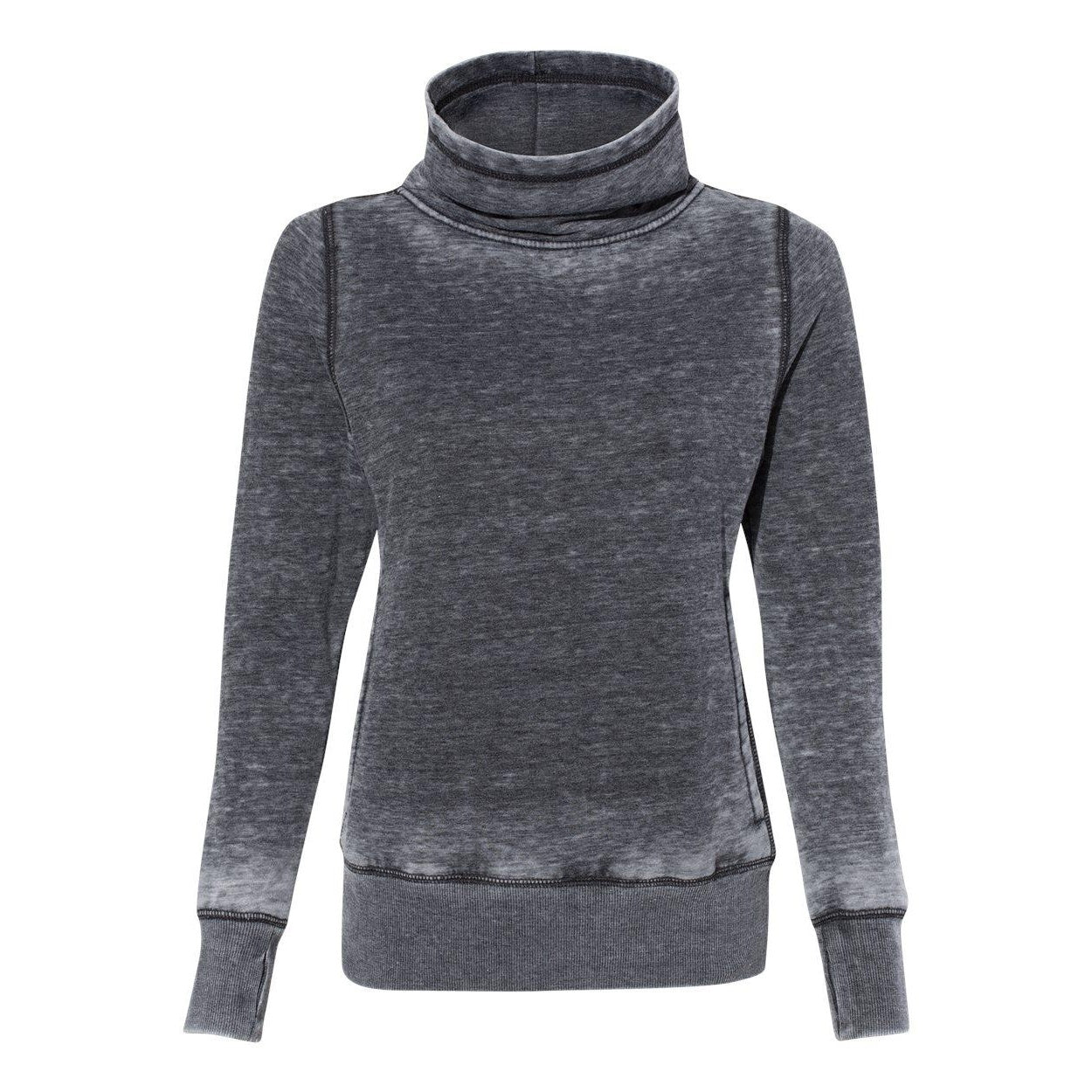Dark Smoke - Front - J. America Womens Zen Fleece Cowl Neck Sweatshirt