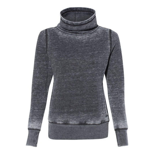 Dark Smoke - Front - J. America Womens Zen Fleece Cowl Neck Sweatshirt