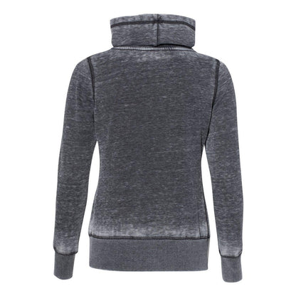 Dark Smoke - Back - J. America Womens Zen Fleece Cowl Neck Sweatshirt