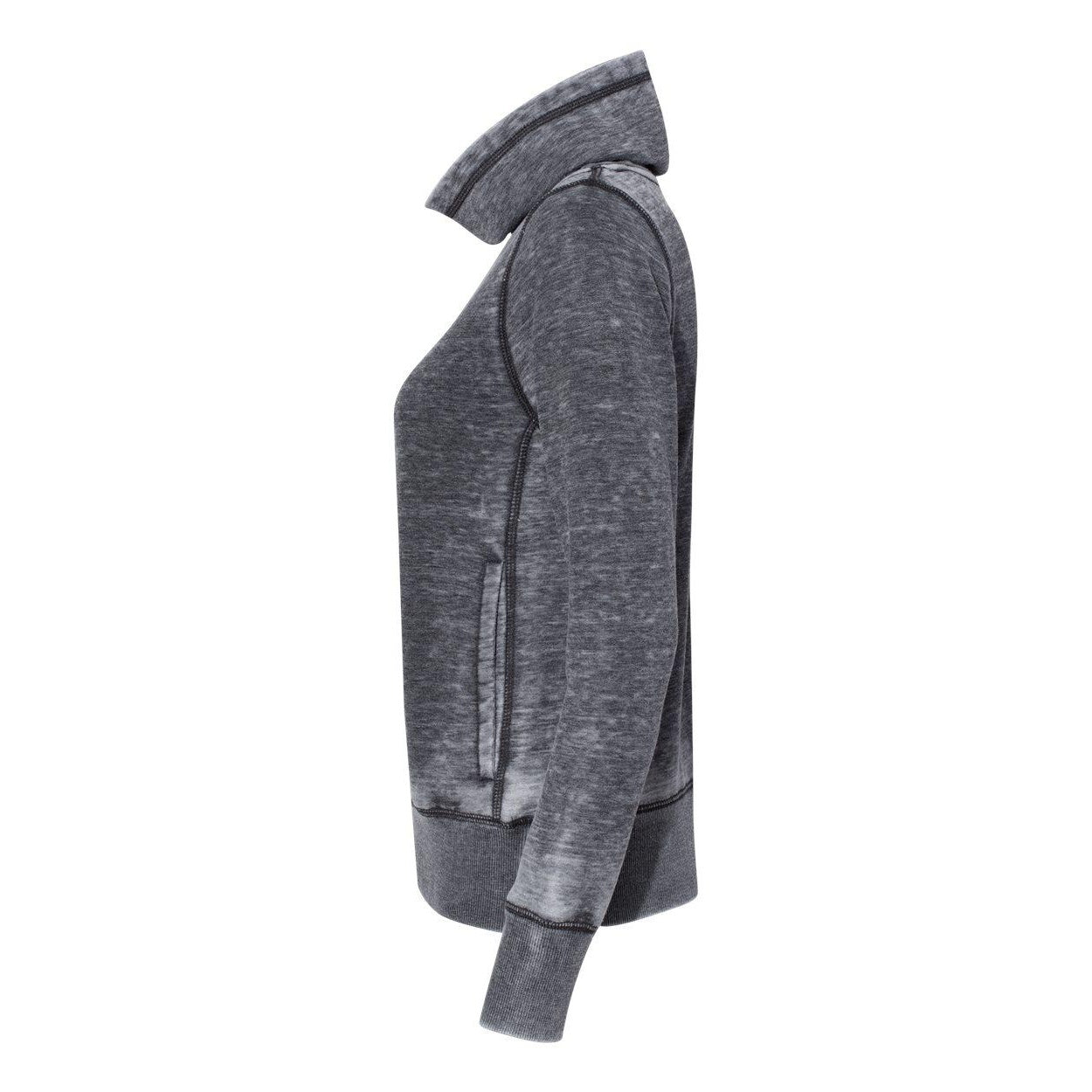 Dark Smoke - Side - J. America Womens Zen Fleece Cowl Neck Sweatshirt